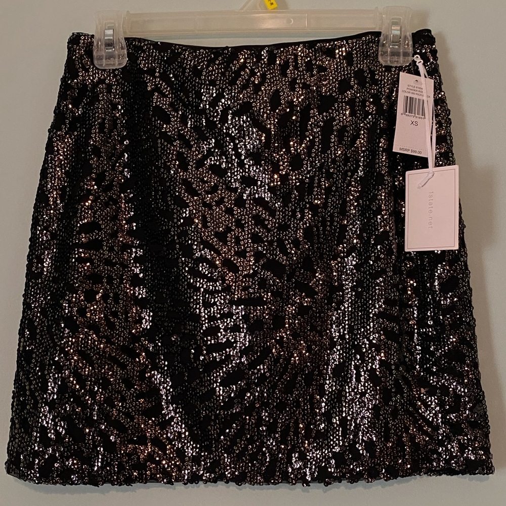 NWT 1 state black sequin mini skirt, XS